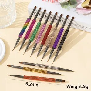Pinceles profesionales para nail art con pedrería de doble punta, 15,8 cm y 9 g peso