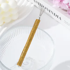 Detail of rhinestone-studded nail art tool for spider gel pulling and drawing
