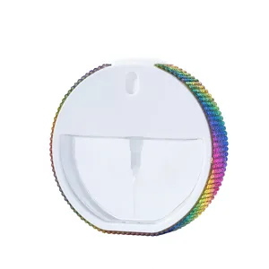 Botella de spray portátil circular de 35ml decorada con diamantes de imitación