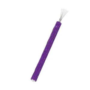 Professional nail art spider gel tool with purple rhinestone handle for drawing lines