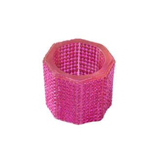 Pink hexagonal rhinestone nail art dappen dish for acrylic powder and liquid mixing