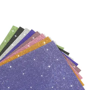 Close-up of multi-colored self-adhesive rhinestone sheets for DIY car and craft decoration