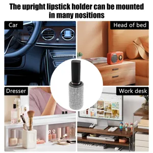Bling rhinestone lipstick holder suitable for car dashboard, bedside and dresser
