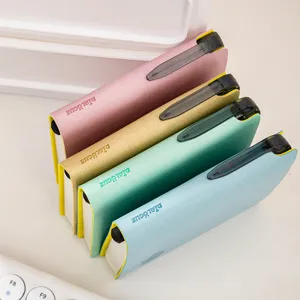 Portable mini pocket notebook set with pen holder, colorful leather cover, cute student diary