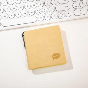 Portable small square notebook with binder clip, minimalist memo pocket journal for daily notes.