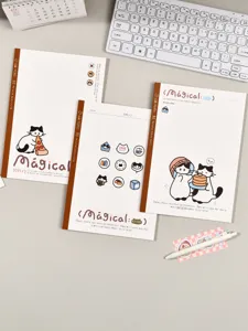 B5 mignon chat illustration couverture rigide carnet ligné écriture journal pour les