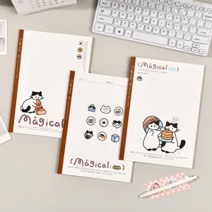 Illustration de Chat Mignon B5 Carnet Reliure Adhésive Ligné Journal d'Étudiant Bureau Papier d'Écriture