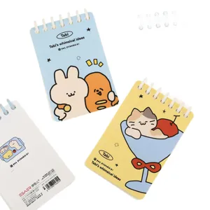 Cute A7 loose-leaf notebook with cartoon characters and 7-hole spiral binding