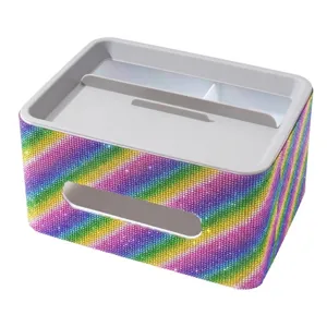 Luxus Regenbogen Strass Taschentuchbox und Fernbedienungshalter