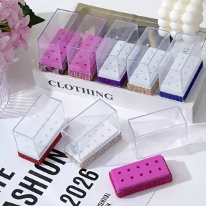 10-Loch Nagelbohrer Aufbewahrungsbox Strass Maniküre Bits Organizer Etui Mit Transparentem Staubdichtem Deckel Profi Beauty Tool