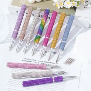 Luxurious Rhinestone Nail Art Pen Set With 5 Replaceable Nibs DIY Dotting Painting Drawing Tool For Manicure Decoration