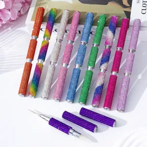 Professional Double-Ended Nail Art Dotting Pen Rhinestone Studded Acrylic Handle Metal Needle Point Drill Pen Manicure Tool