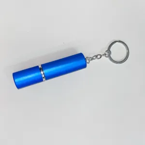 Atomizador de perfume azul portátil de 5ml con llavero plateado para viaje y bolso