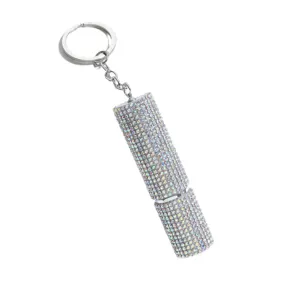 Sparkling rhinestone refillable perfume atomizer keychain for portable fragrance storage