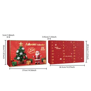 Boîte cadeau calendrier de l'Avent avec 24 tiroirs et design rouge pour surprises festives.