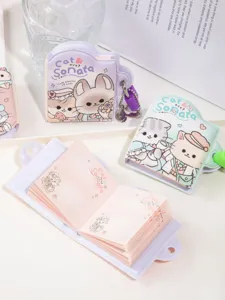 Schattig cartoon kat mini notitieboekje met slot zakdagboek voor scholieren en dagelijkse notities.