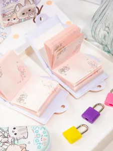 Mini notitieboekje met slot wachtwoord dagboek schattige cartoon memo pad voor kinderen