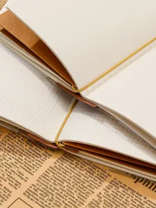 Reise TN Notizbuch Detailansicht, tragbarer Lederplaner mit blanko und karierten Seiten.