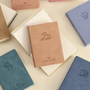 Cuaderno de bolsillo A7 mini diario portátil tierno diseño de gato cubierta suave