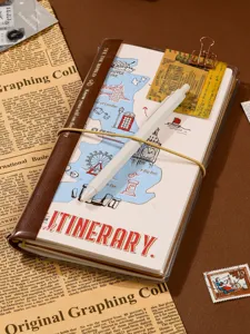 Vintage Reise-Notizbuch TN Planer mit London-Karten-Cover und Stift für Tagebuch und Reisen.