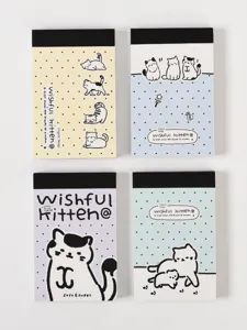 Set di mini note adesive tascabili carine con adorabili illustrazioni di gatti, memo.