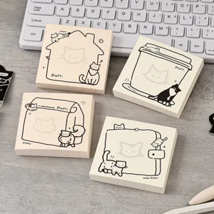 Set di blocchetti per appunti gatto carino in stile coreano, memo per studenti e diario.