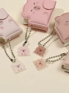 Cute capybara mini memo pad keychain pendant set, adorable cartoon notebook bag charm.