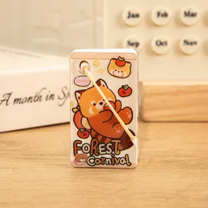 Portastuzzicadenti simpatico panda rosso cartone animato mini scatola portaoggetti portatile