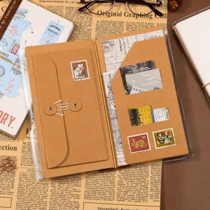 Reise TN Notizbuch tragbarer Planer Vintage Tagebuch mit mehreren Taschen fuer taegliches Schreiben