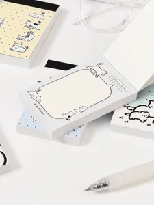 Mini block notes adesivo carino con illustrazioni di gatti, carta memo portatile strappabile.