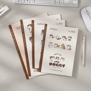 Cuaderno Minimalista Estilo Ins Encuadernación Pegamento Diario Rayado Para Estudiantes Oficina Portada Dibujos Mascotas Lindas A5 B5 Papelería
