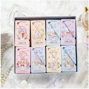 Mini Blocco Note con Fascia Tema Storia di Coniglio Carino Portatile Stile Ragazza Pagina Colore Quaderno