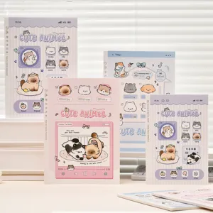 Cute Animal Illustration Glue-Bound Notebook B5 A5 Horizontal Line Journal Simple Student Stationery For School Office