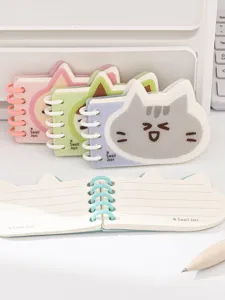 Cuaderno de bolsillo lindo diseño de gato bloc de notas en espiral portátil estudiantes