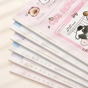 A collection of cute animal themed B5 glue-bound lined notebooks with pink cartoon covers