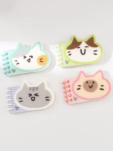 Lindo cuaderno de bolsillo de gato de dibujos animados mini espiral papelería memo 4 piezas
