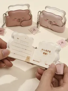Cute cartoon bear mini notepad keychain portable bag pendant cute gift for women girls