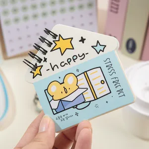 Cute INS style mini spiral notebook pocket portable diary with cute cartoon cover design.