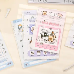Aesthetic A5 notebook with cute cat illustrations, pastel colors, and creative covers