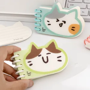 Cuaderno de bolsillo con forma de dibujo animado mini bloc de notas en espiral gato