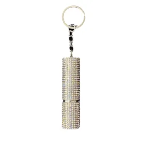Portable 5ml rhinestone perfume atomizer bottle with sparkling keychain