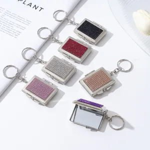 Strass Mini Schminkspiegel Schlüsselanhänger Faltbarer Metallspiegel Anhänger Tragbarer Taschenspiegel Für Damen Taschenzubehör