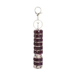 Llavero de botella atomizadora de perfume recargable de 10 ml con diamantes morados