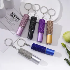 Vaporisateur de Parfum Portable Rechargeable 5ml Avec Coque en Strass Cristal Porte-clés en Métal pour Cadeau Femme Voyage