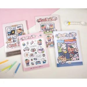 Joli carnet A5 couverture givrée avec designs de dessins animés mignons, ligné.