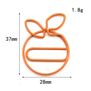 Cute orange shaped metal paperclip creative memo clip stationery cute office school supply 1pcs