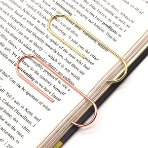 Large 100mm metal paper clips in gold and rose gold, durable stationery for office and school.