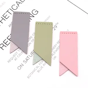 Handmade faux leather bookmark set, minimalist solid color corner page markers, 3 colors.