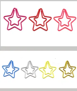 Trombones étoile en métal coloré, design double pentagramme mignon, marque-pages créatifs.