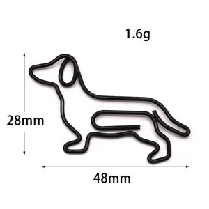 Creative metal dachshund paperclip cute black coated wire memo clip office stationery 48mm size